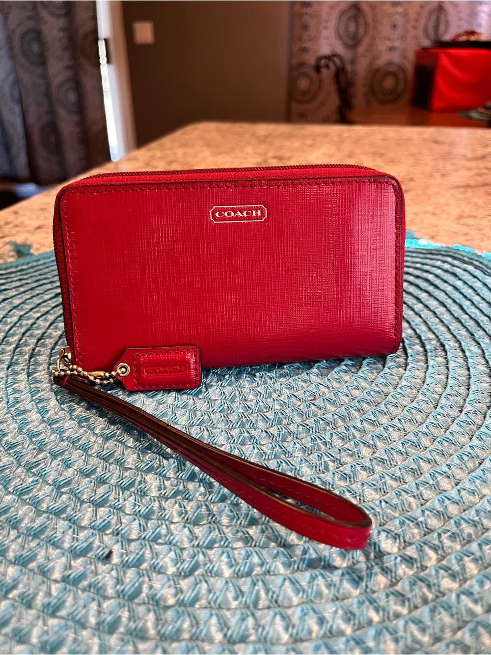 Coach Red Zip Around Wallet